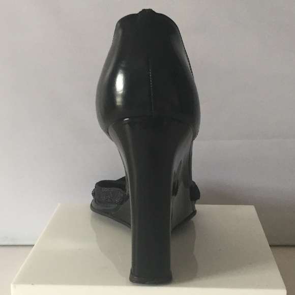 Gianni Versace Black Wedge Heels. Vintage - Picture 4 of 8